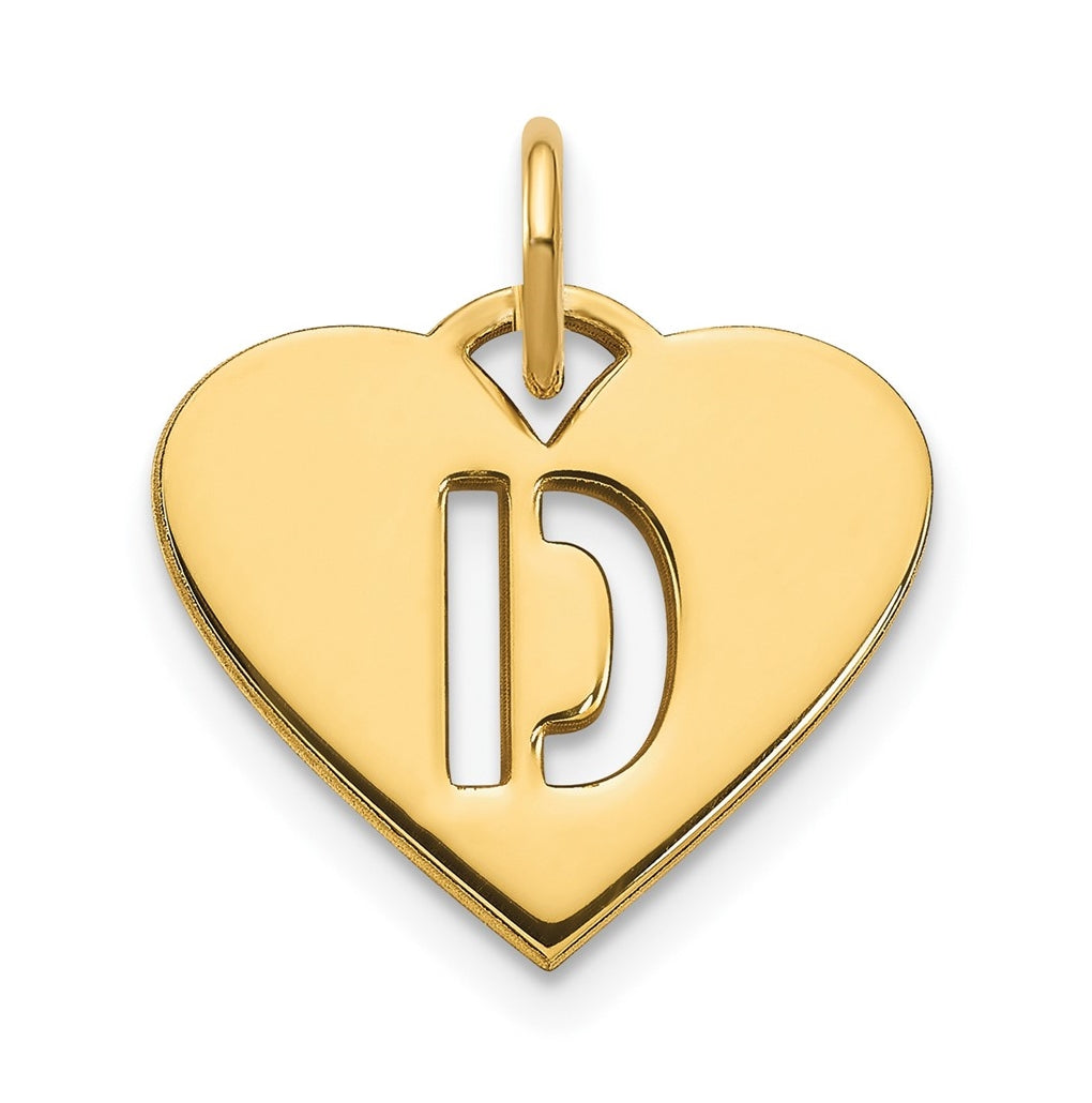 14K Yellow Gold Initial Letter D Initial Charm