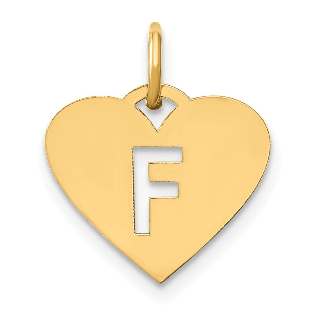 Sterling Silver Gold plated Initial Letter F Heart Initial Charm