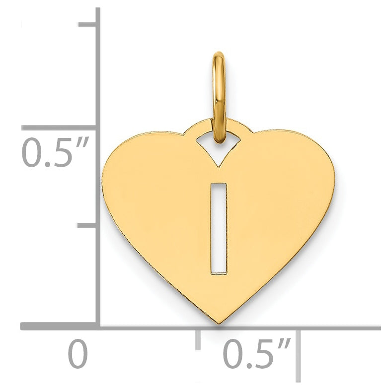 14K Yellow Gold Initial Letter I Initial Charm
