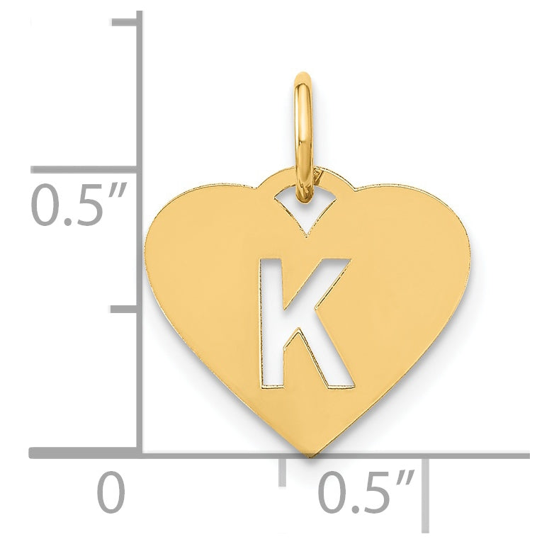 14K Yellow Gold Initial Letter K Initial Charm