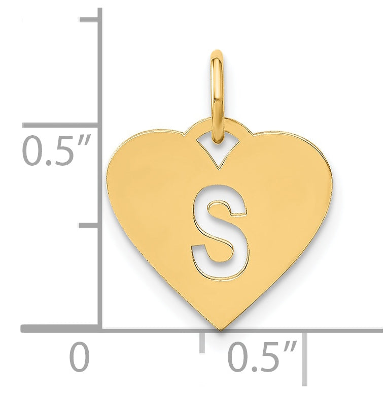 Sterling Silver Gold plated Initial Letter S Heart Initial Charm
