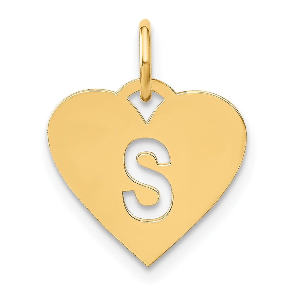 Sterling Silver Gold plated Initial Letter S Heart Initial Charm