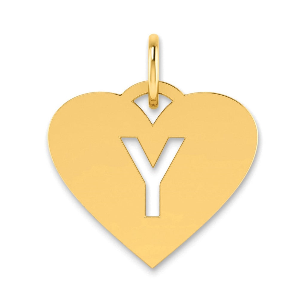 Sterling Silver Gold plated Initial Letter Y Heart Initial Charm