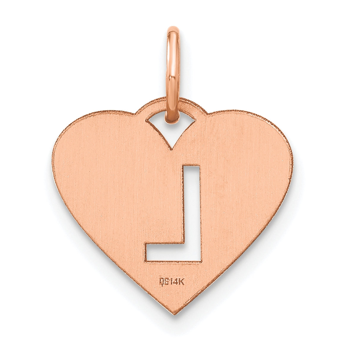 14k Rose Gold Initial Letter L Heart Initial Charm