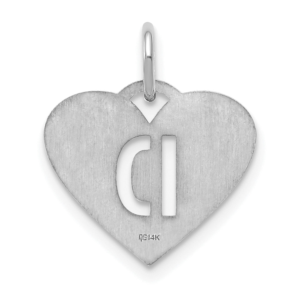 Sterling Silver Rhodium plated Heart Letter D Initial Charm
