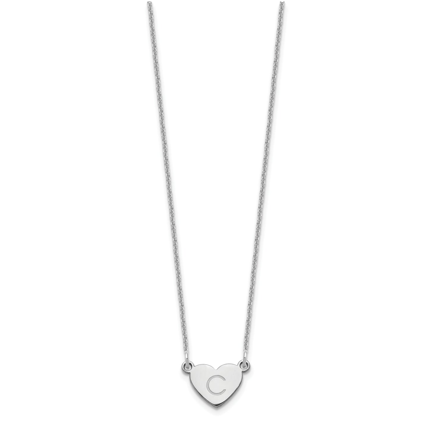 14K White Gold Initial Heart Necklace