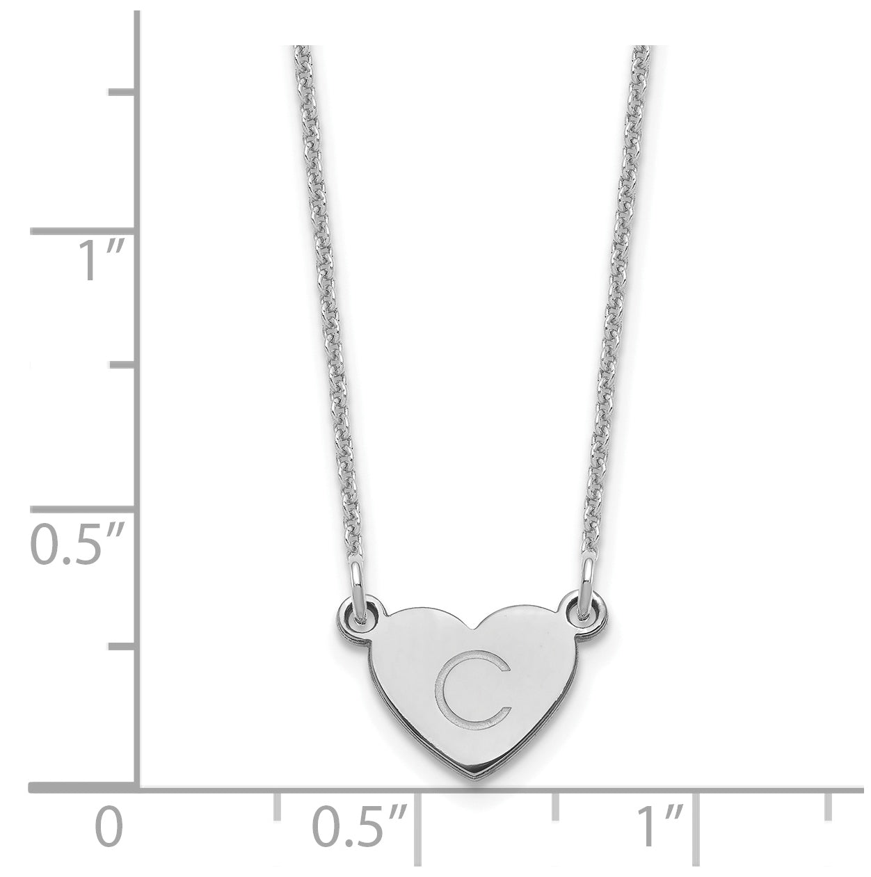 14K White Gold Initial Heart Necklace