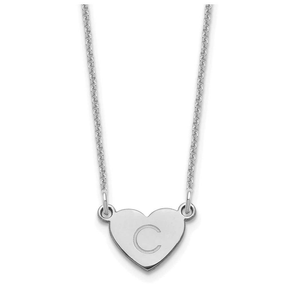 14K White Gold Initial Heart Necklace