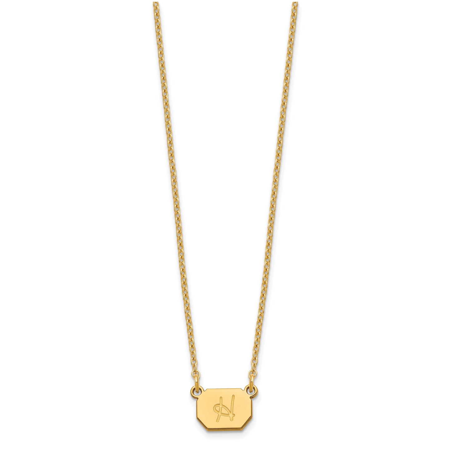 Sterling Silver Gold Plated Initial Octagon Necklace