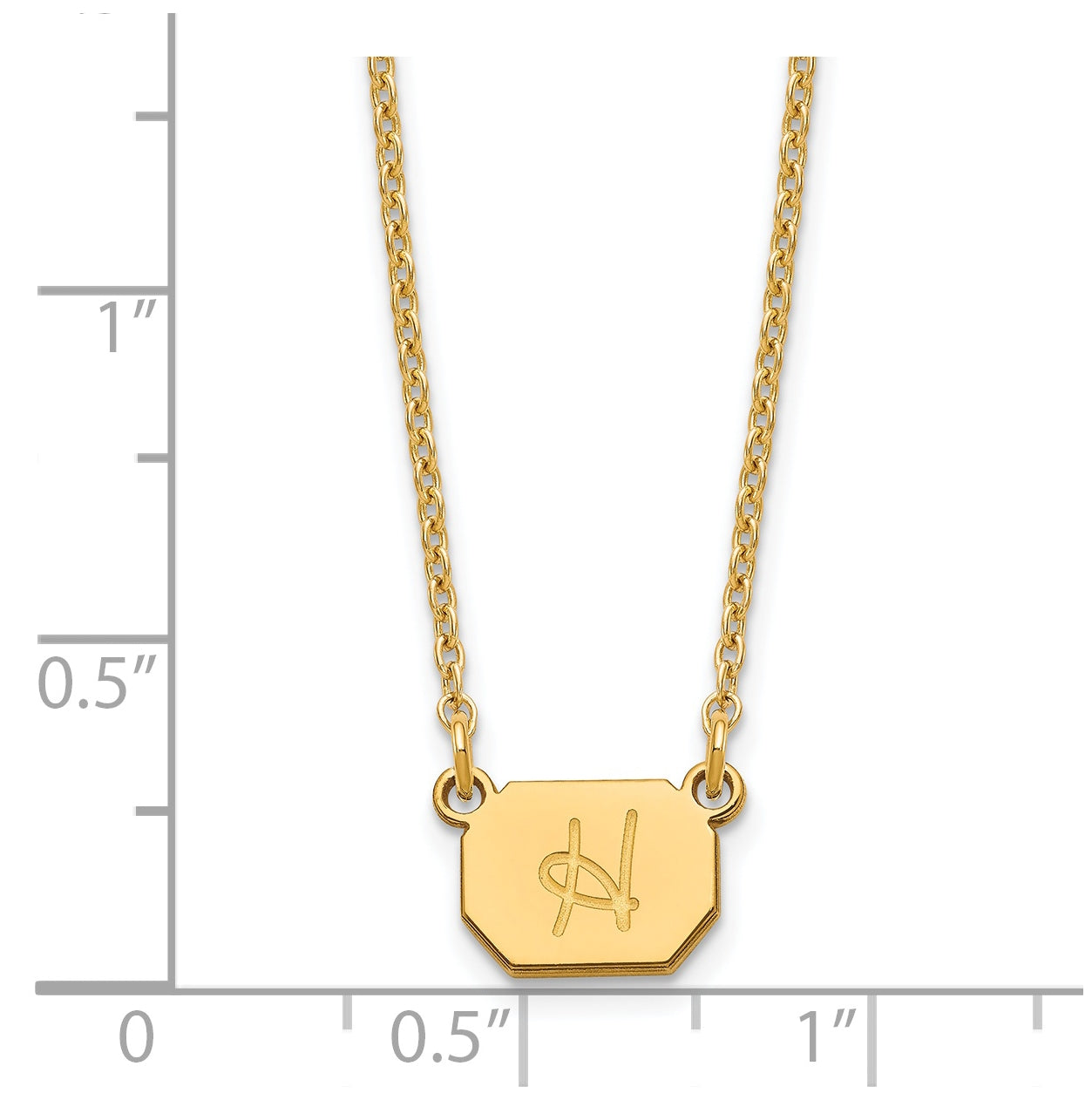 Sterling Silver Gold Plated Initial Octagon Necklace