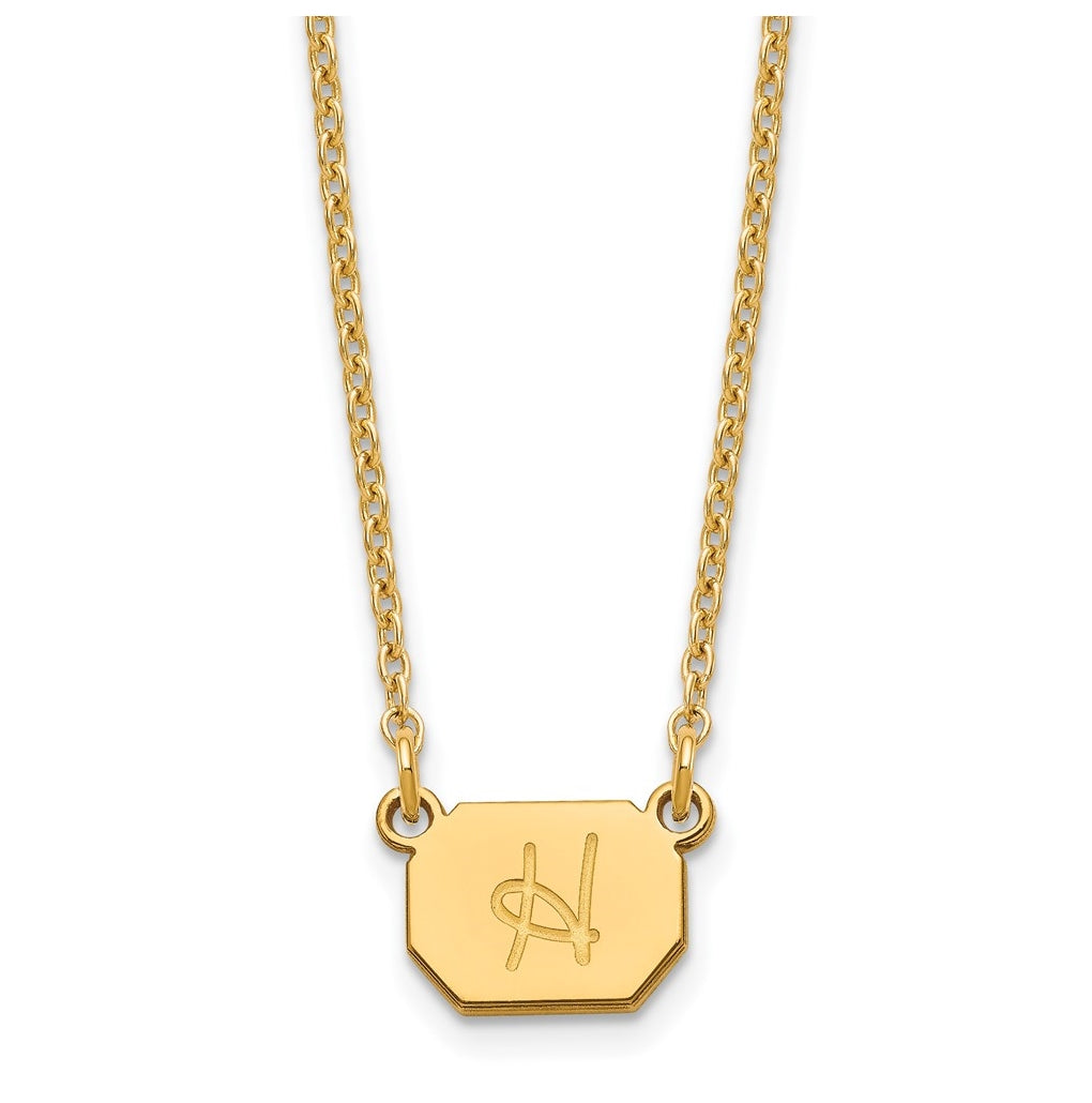 Sterling Silver Gold Plated Initial Octagon Necklace