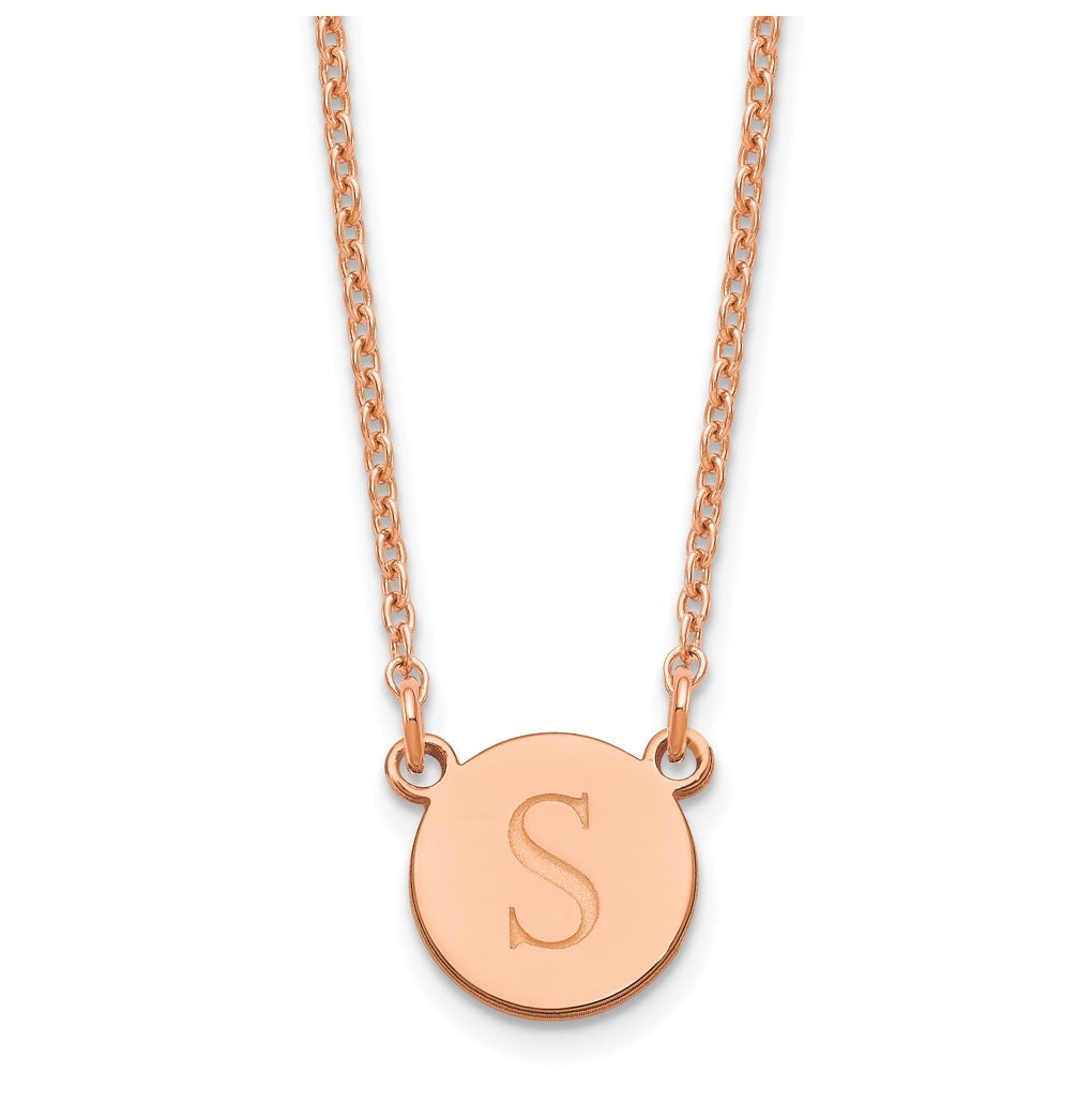Sterling Silver Rose Gold plated Initial Circle Necklace