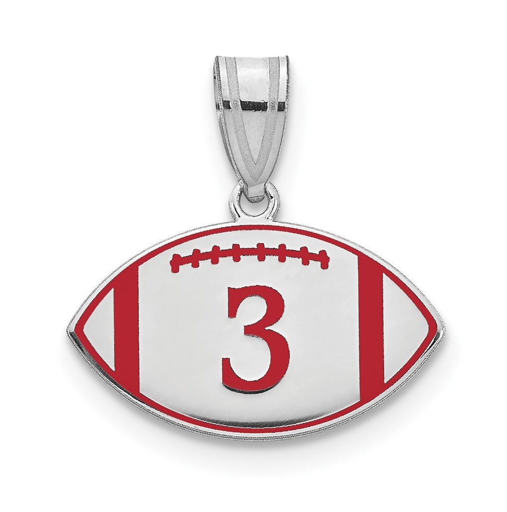 14K Yellow Or White Or Rose Or Sterling Silver Personalized Football Epoxy Pendant
