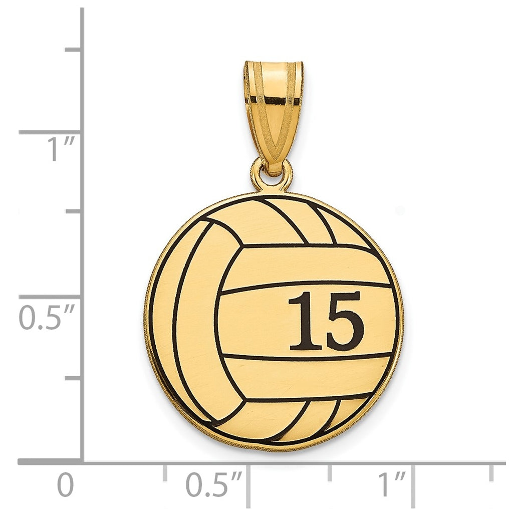 14K Yellow Or White Or Rose Or Sterling Silver Personalized Volleyball with Enameled Pendant