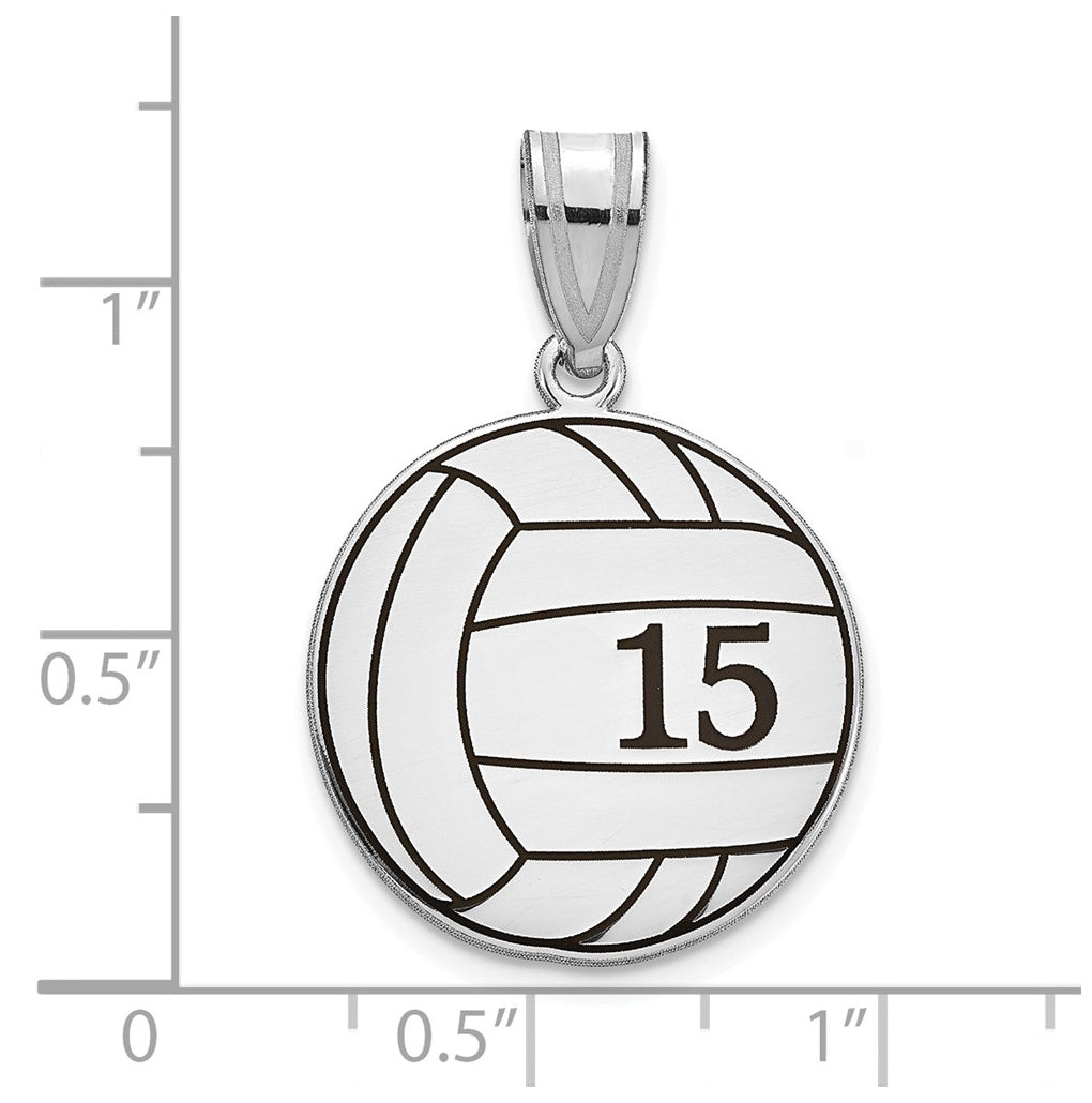 14K Yellow Or White Or Rose Or Sterling Silver Personalized Volleyball with Enameled Pendant