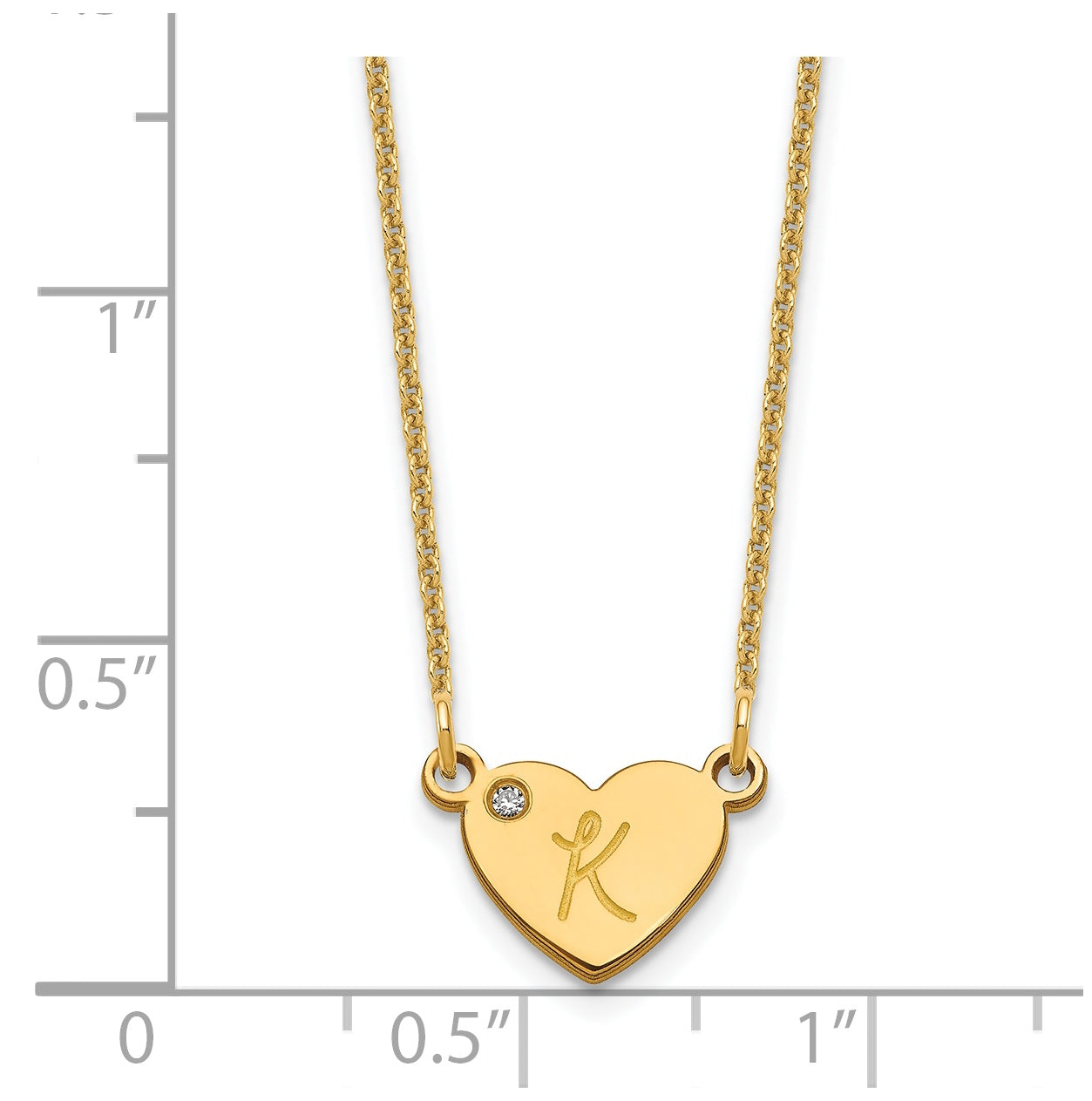 14K Yellow Gold Initial Heart with Diamond Necklace
