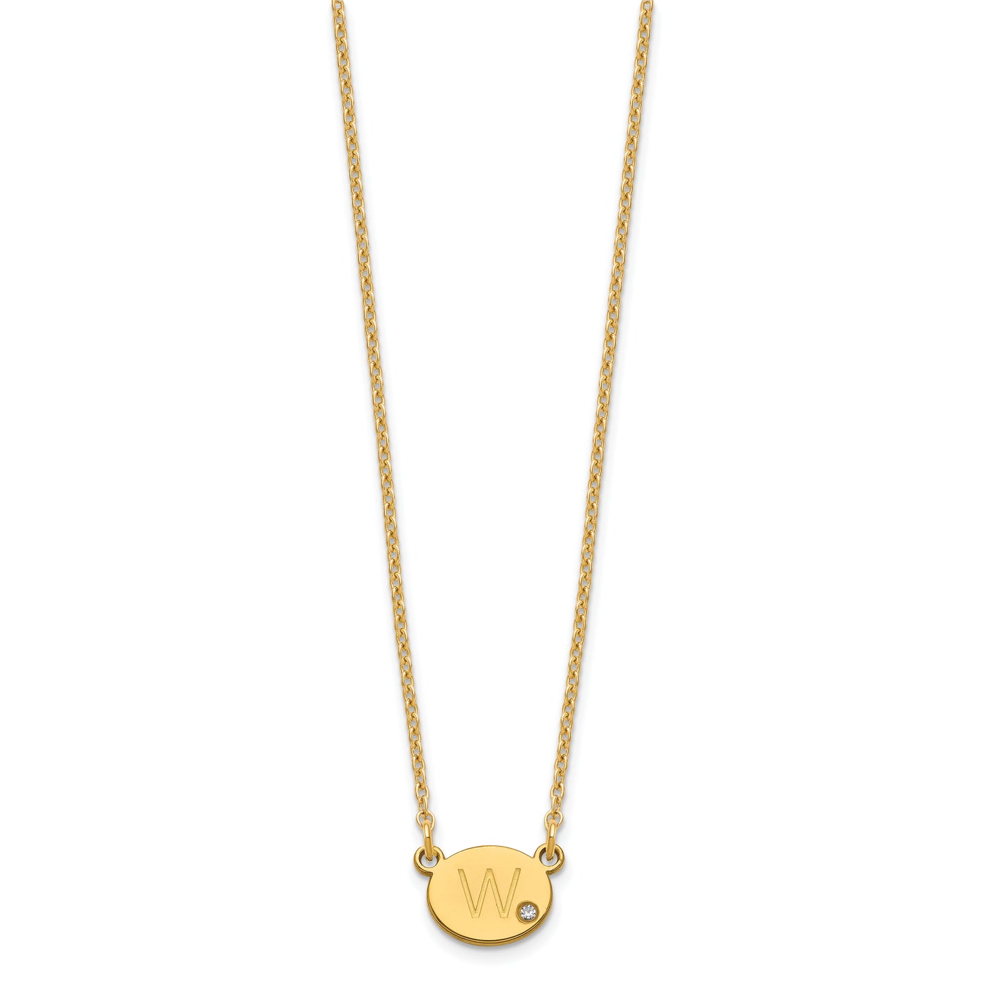 Sterling Silver Gold plated Oval with Diamond Necklace