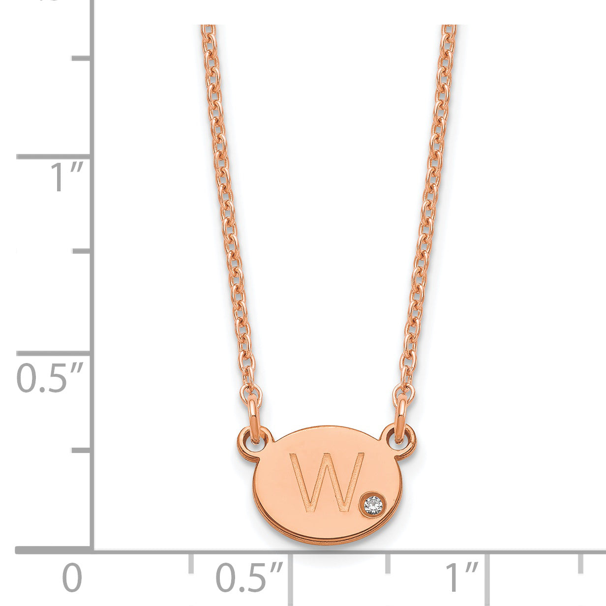 Sterling Silver Rose Gold plated Oval with Diamond Necklace