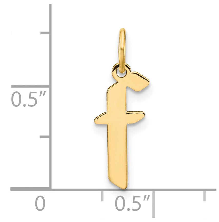 14K Yellow Gold Lowercase Letter F Initial Pendant
