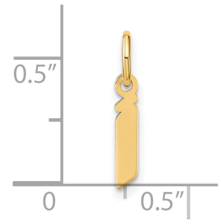 14K Yellow Gold Lowercase Letter I Initial Pendant
