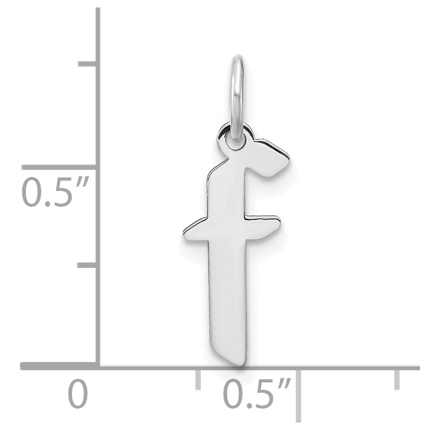 Sterling Silver Rhodium plated Lower case Letter F Initial Pendant