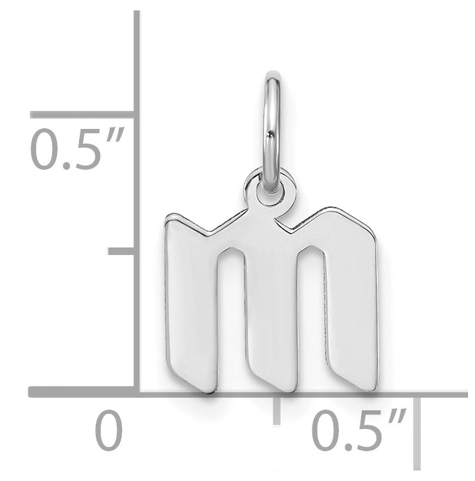 Sterling Silver Rhodium plated Lower case Letter M Initial Pendant