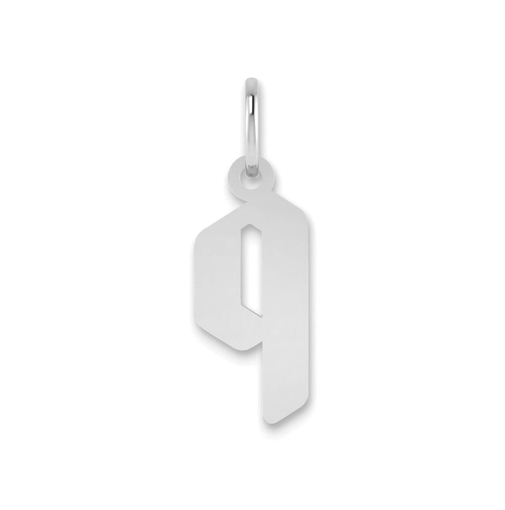 Sterling Silver Rhodium plated Lower case Letter Q Initial Pendant