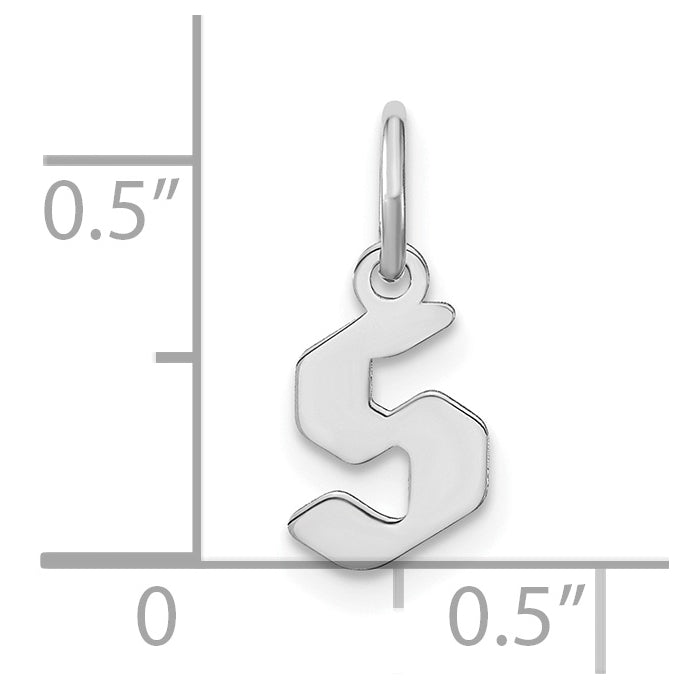 Sterling Silver Rhodium plated Lower case Letter S Initial Pendant