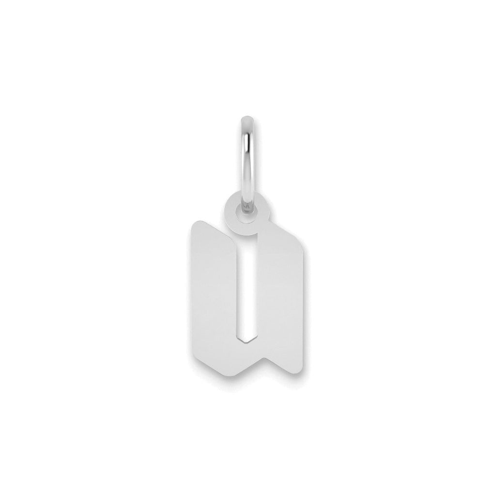 Sterling Silver Rhodium plated Lower case Letter U Initial Pendant