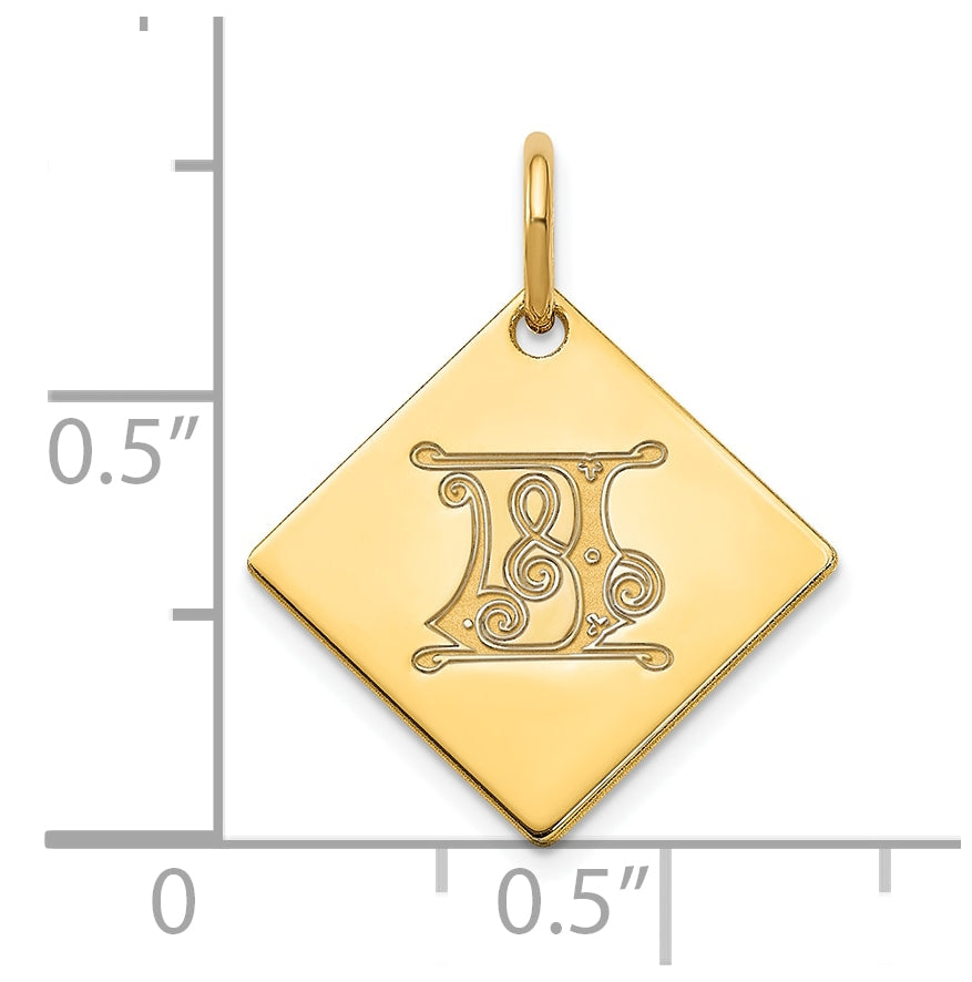 Sterling Silver Polished Gold Plated Gold Letter J Initial Charm