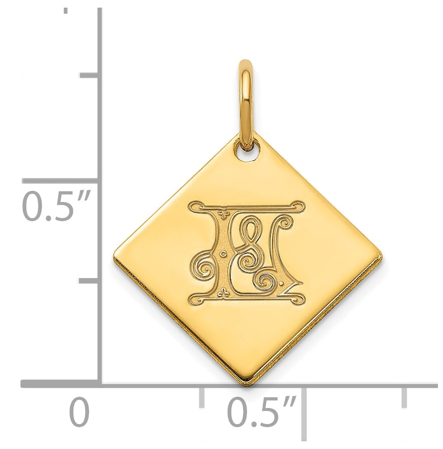 Sterling Silver Polished Gold Plated Gold Letter L Initial Charm