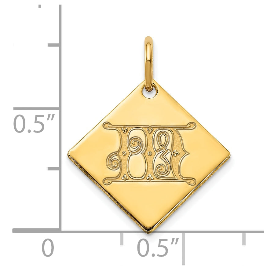 Sterling Silver Polished Gold Plated Gold Letter M Initial Charm