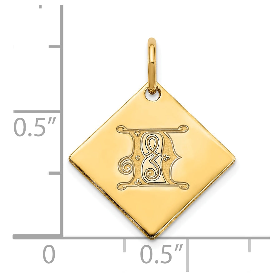 Sterling Silver Polished Gold Plated Gold Letter N Initial Charm