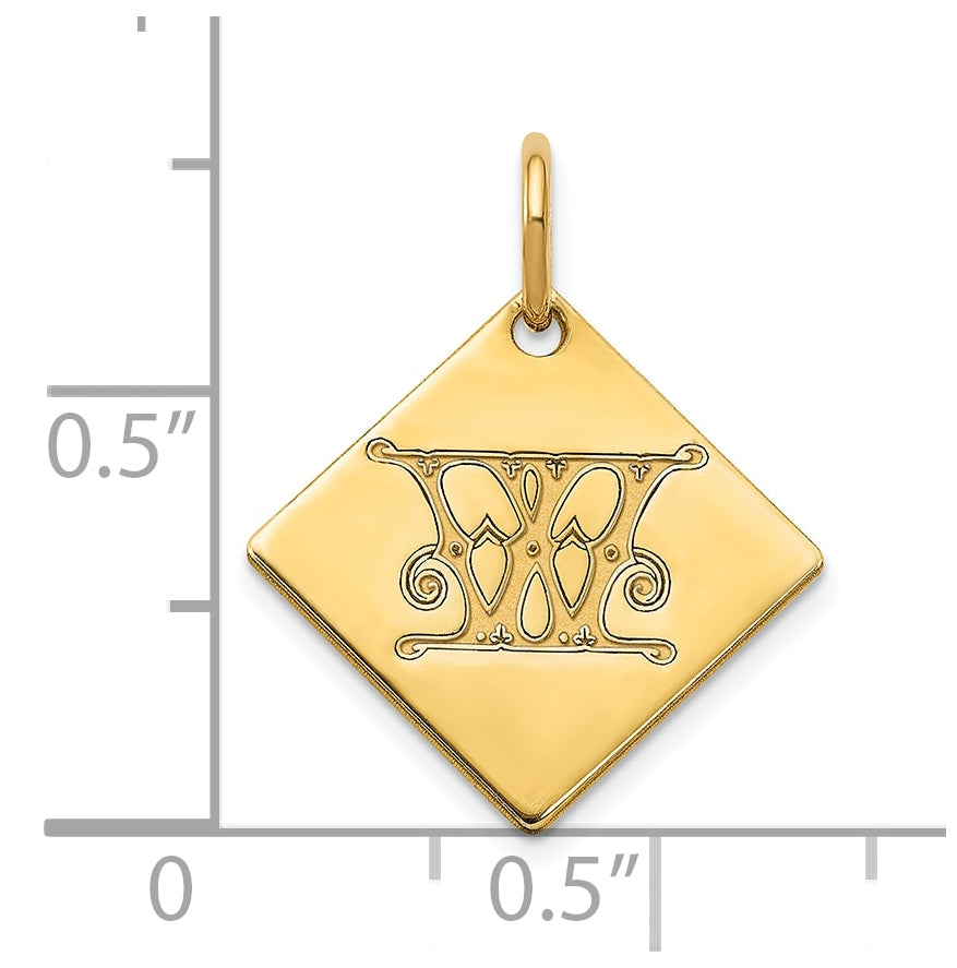 Sterling Silver Polished Gold Plated Gold Letter W Initial Charm