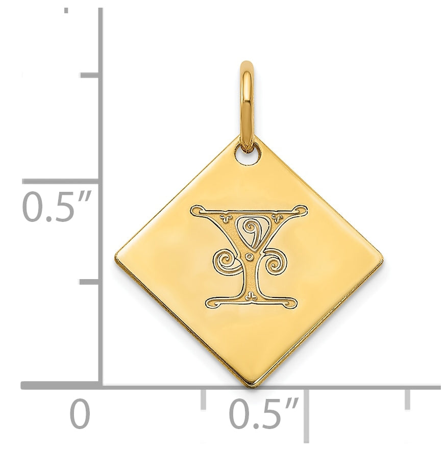 Sterling Silver Polished Gold Plated Gold Letter Y Initial Charm