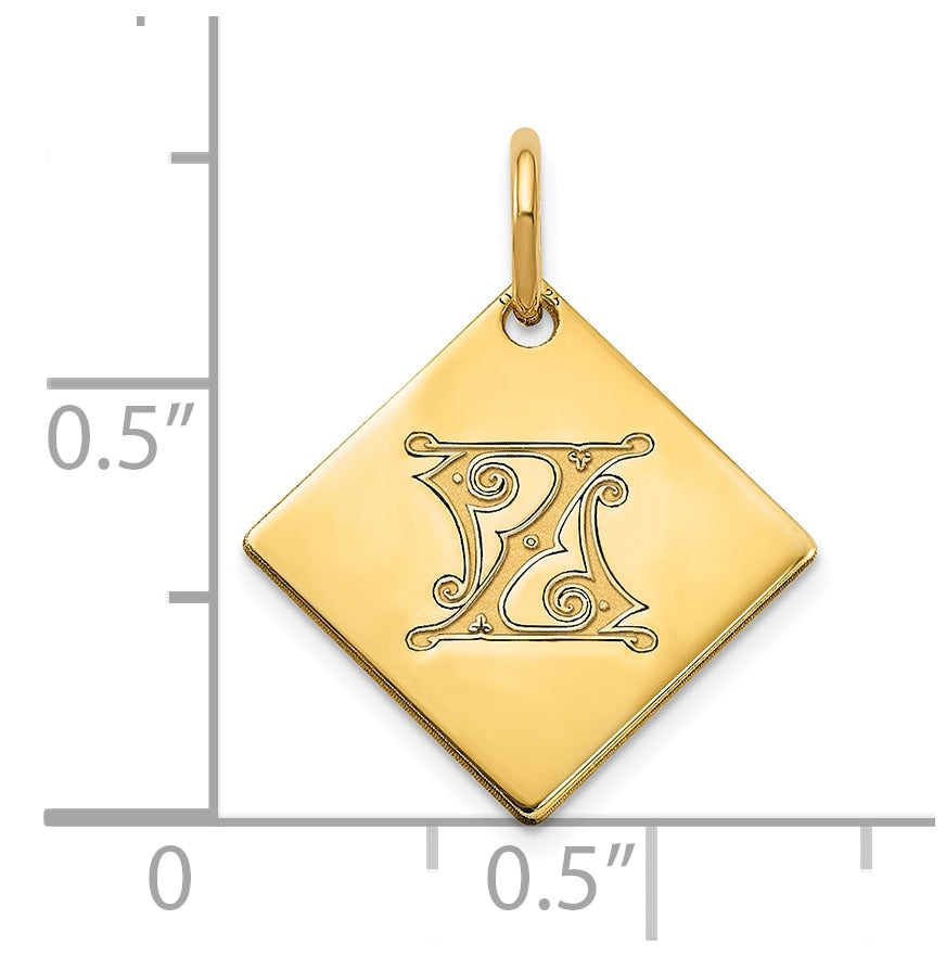 Sterling Silver Polished Gold Plated Gold Letter Z Initial Charm