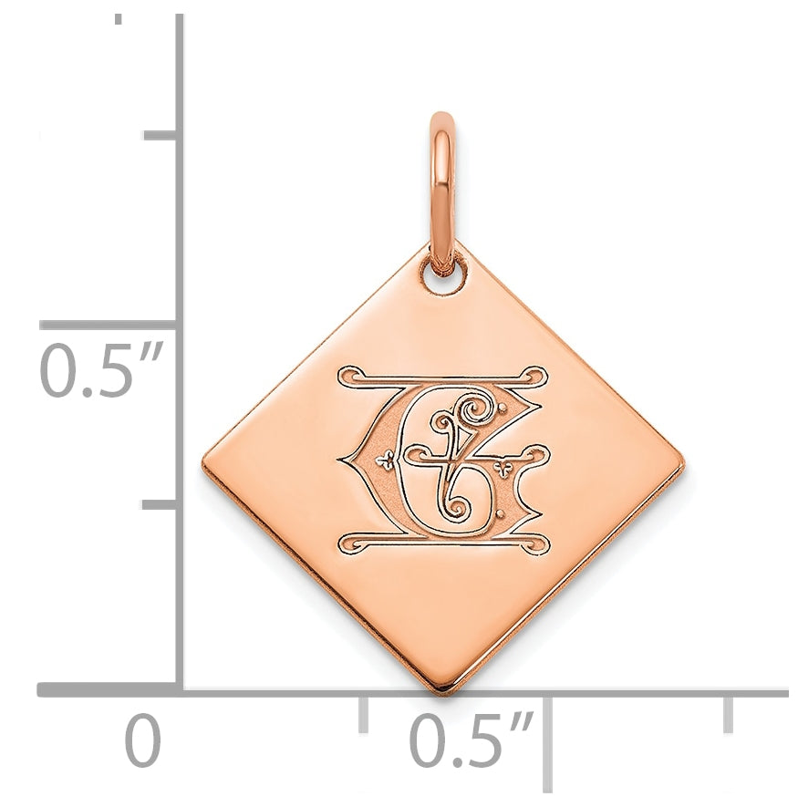 Sterling Silver Polished Rose Gold Plated Gold Letter G Initial Charm