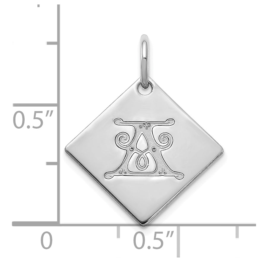 Sterling Silver Polished Gold Letter A Initial Charm