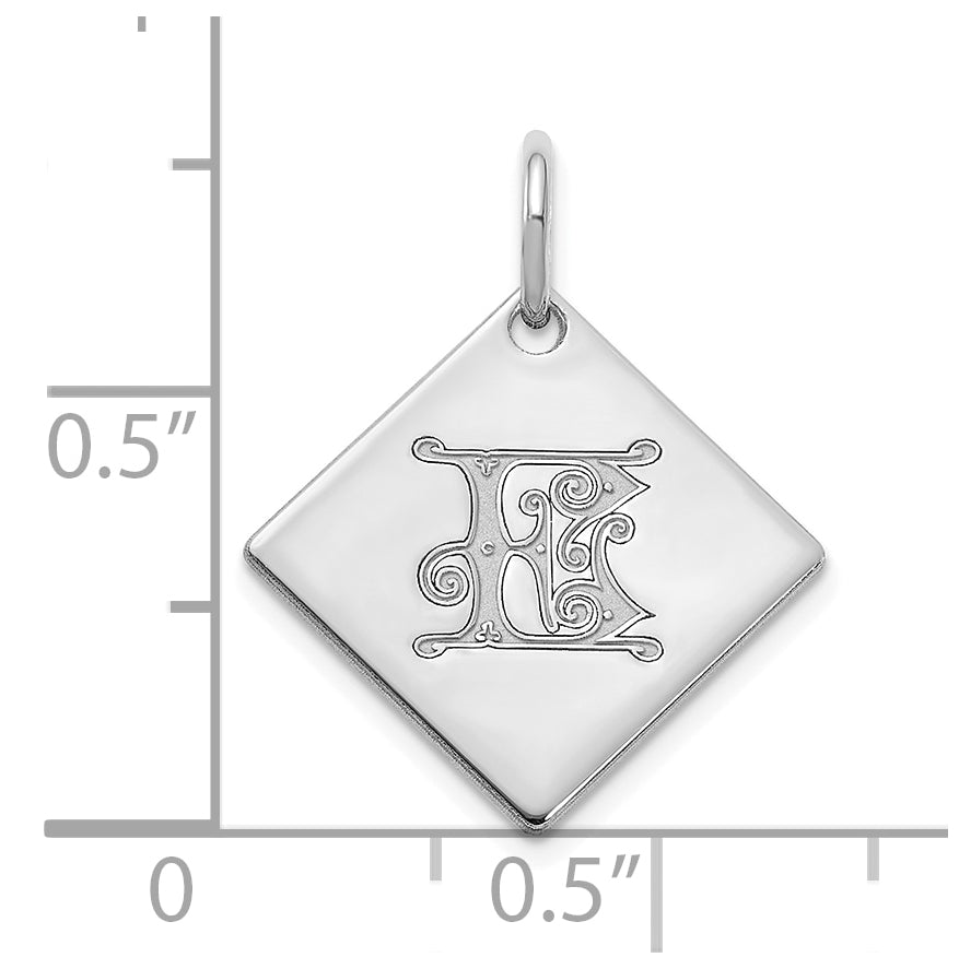 Sterling Silver Polished Gold Letter E Initial Charm