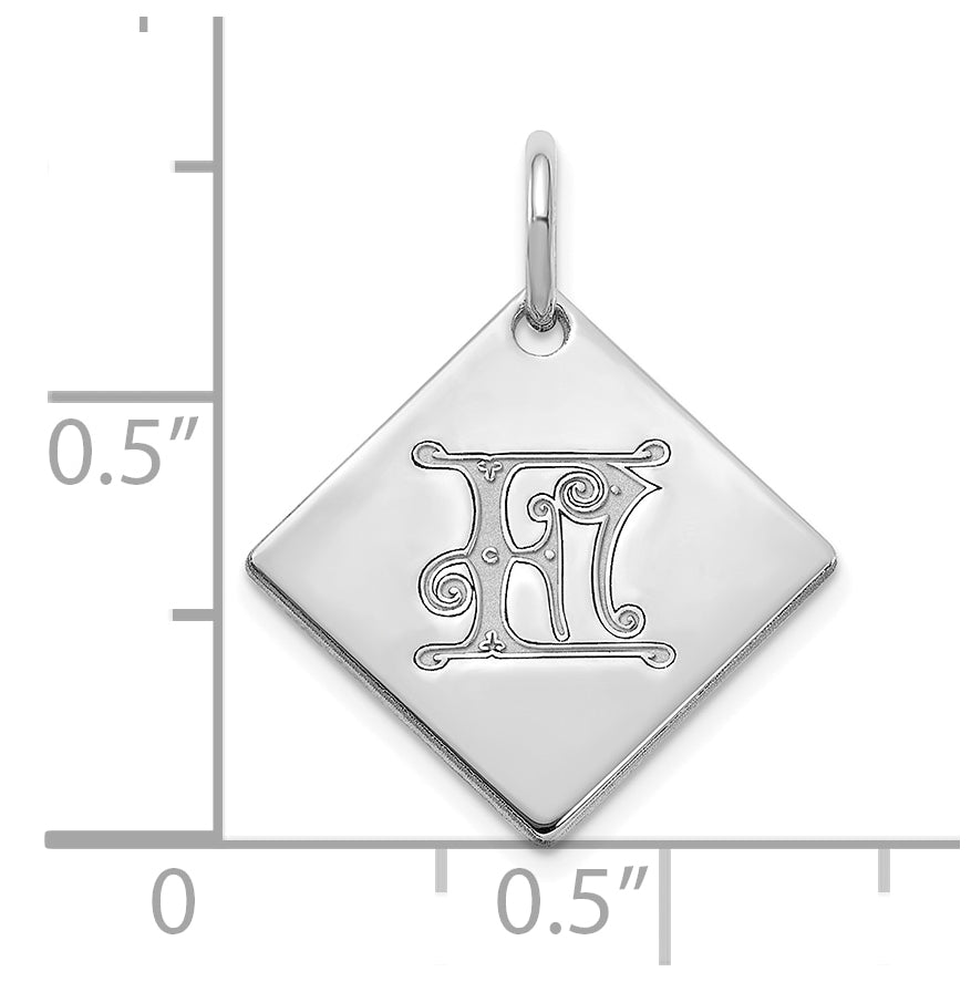 Sterling Silver Polished Gold Letter F Initial Charm
