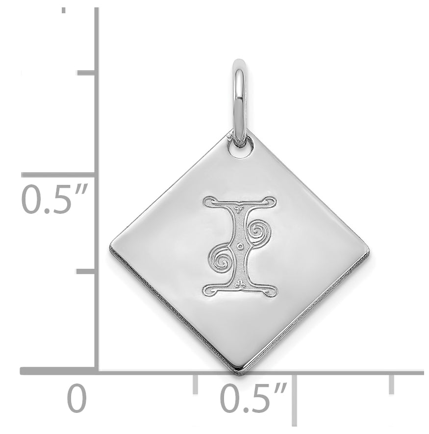 Sterling Silver Polished Gold Letter I Initial Charm