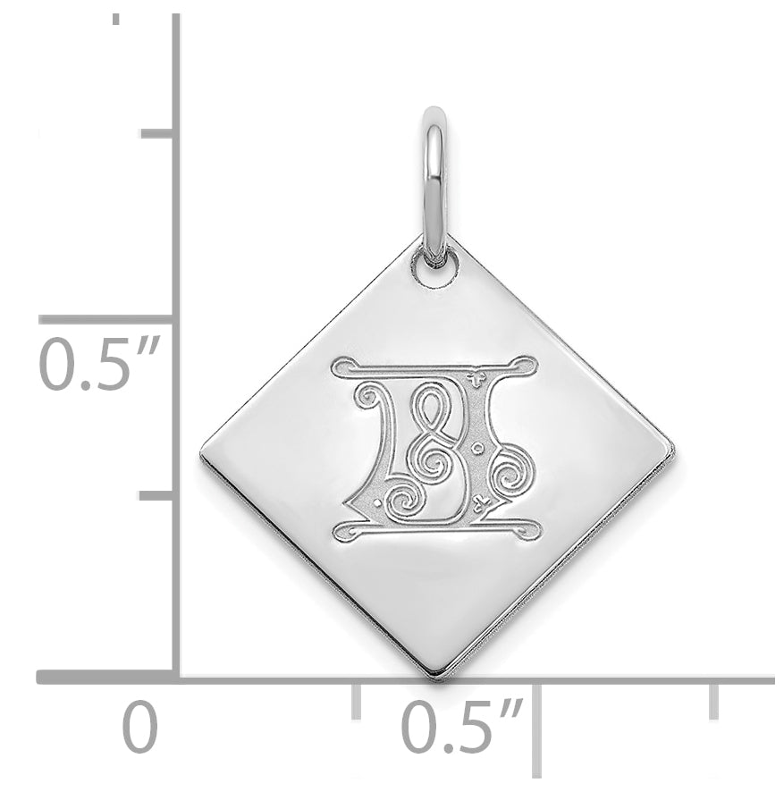 Sterling Silver Polished Gold Letter J Initial Charm