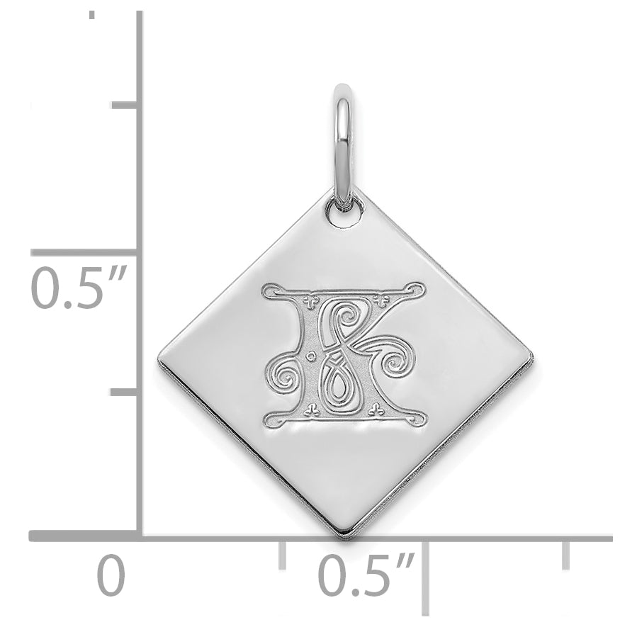 Sterling Silver Polished Gold Letter K Initial Charm