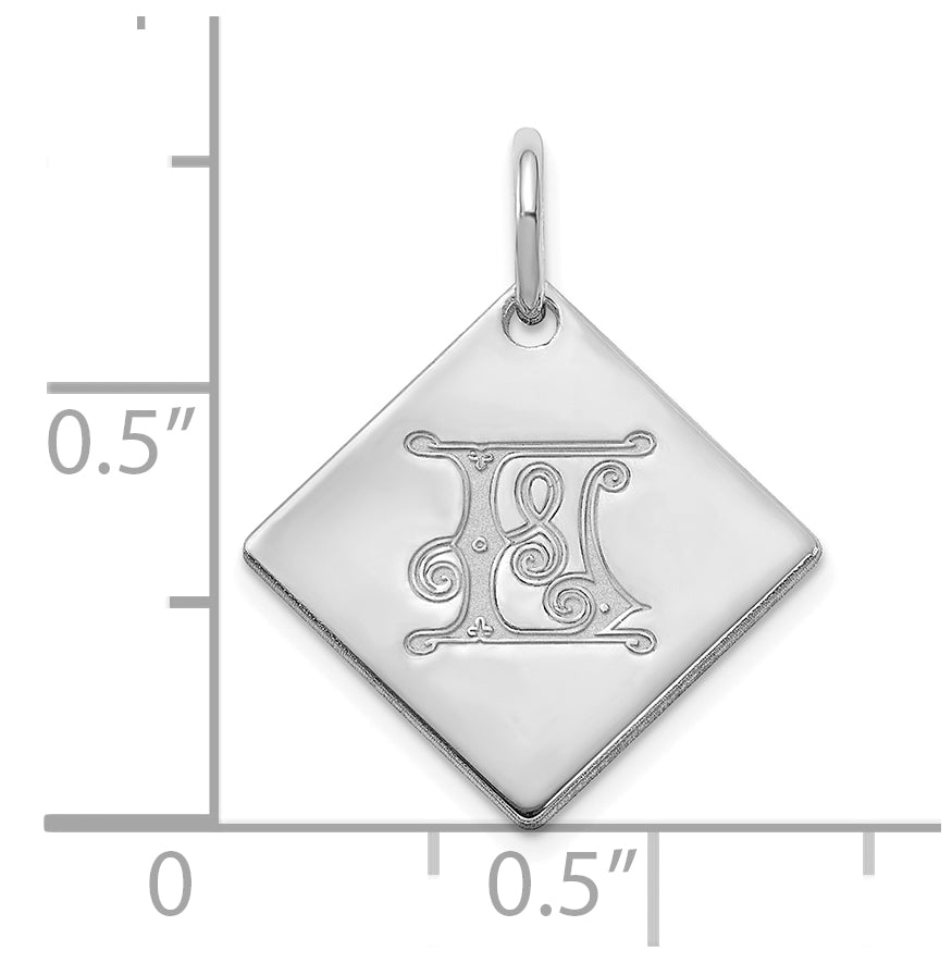 Sterling Silver Polished Gold Letter L Initial Charm