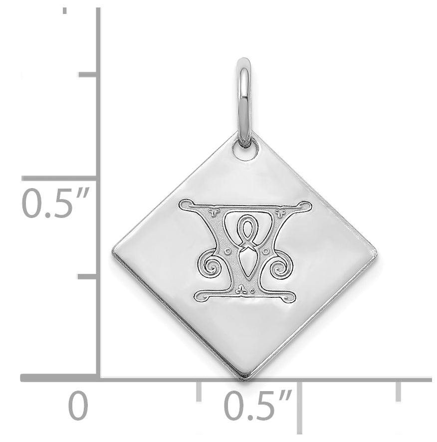 Sterling Silver Polished Gold Letter V Initial Charm