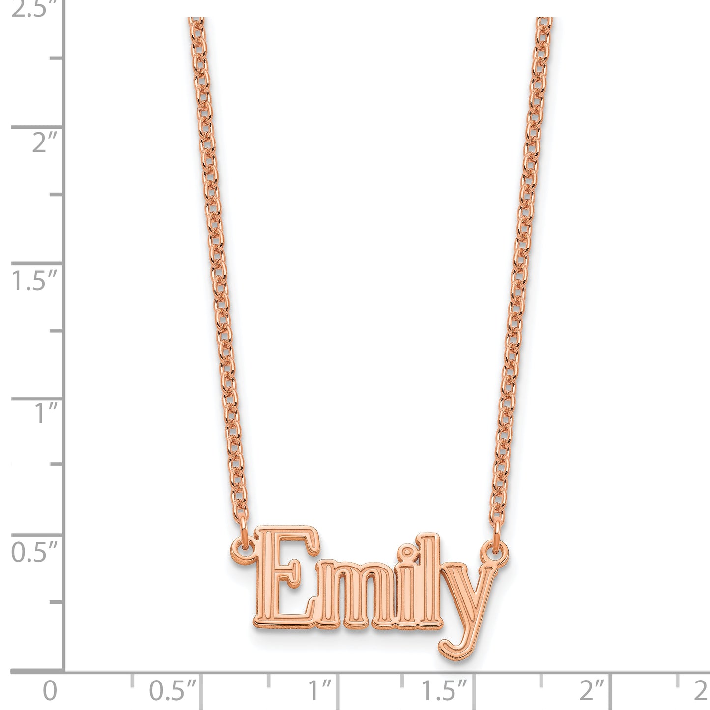 Sterling Silver Polished Rose Gold Plated Century Font Name Plate
