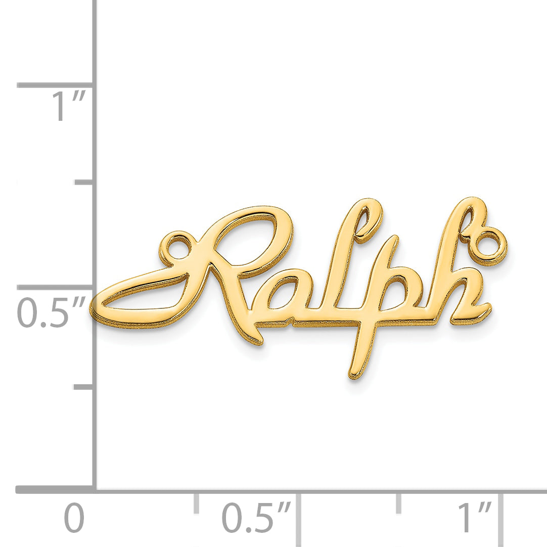 Sterling Silver Polished Gold Plated Foxtrott Font Name Plate