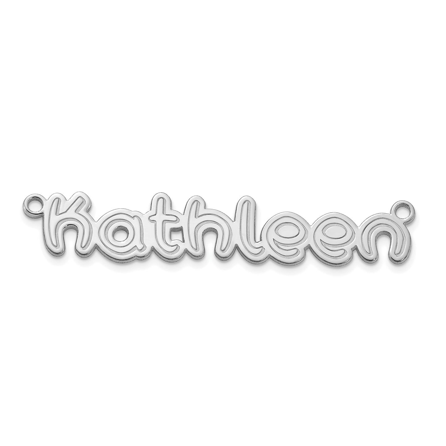 10k Polished White Gold Shadow Font Name Plate