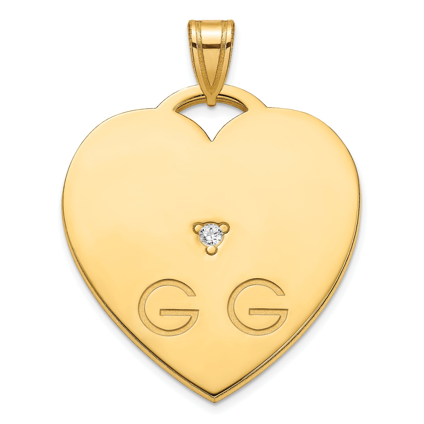 Sterling Silver Gold Plated Polished 2 Letter Charm with Diamond