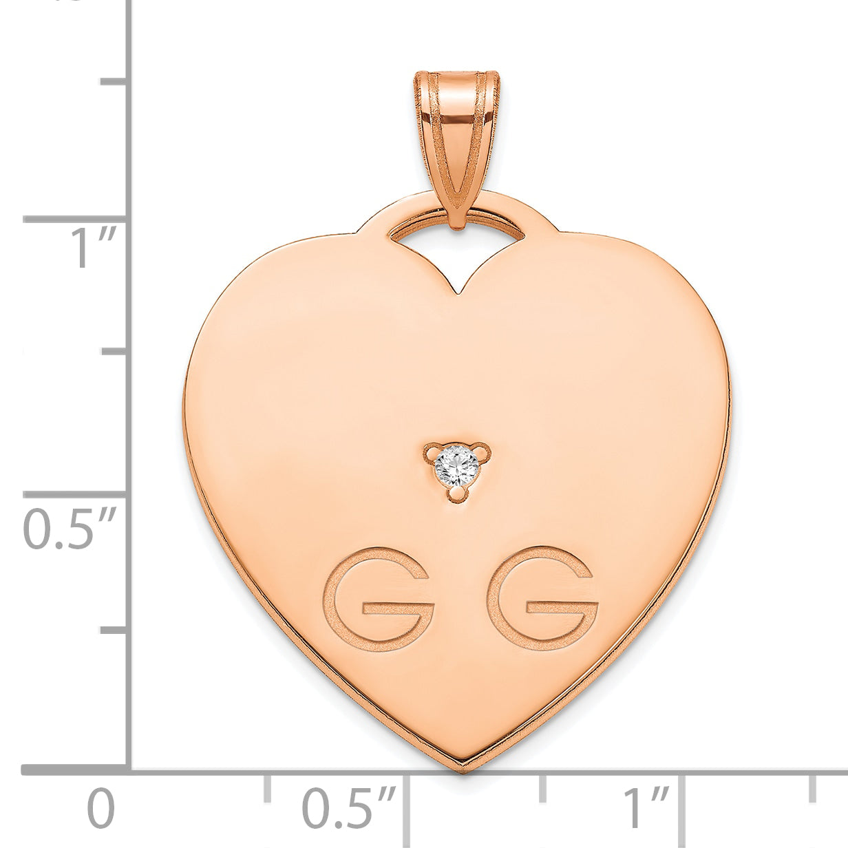 Sterling Silver Rose Gold Plated Polished 2 Letter Charm with Diamond